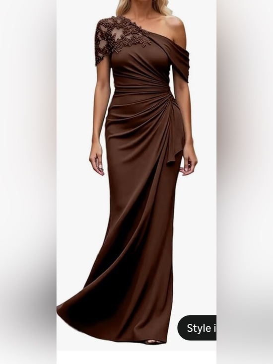 Dresses & Skirts - Elegant Brown Ruched Maxi dress- Women's